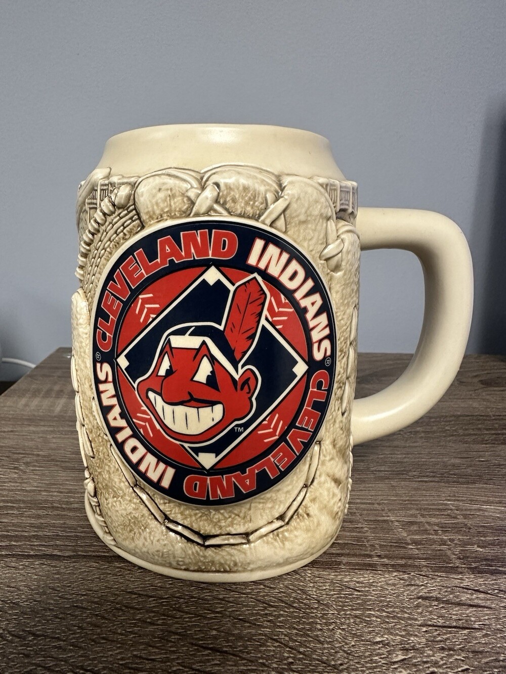 Vintage Cleveland Indians Ceramic Beer Stein Mug, Chief Wahoo, MLB, AL Central